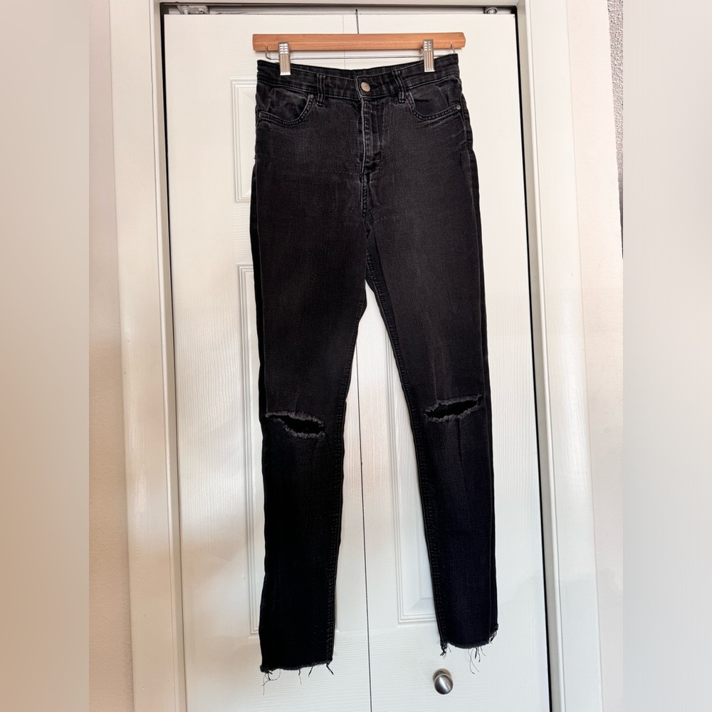 Black Distressed/Ripped H&M Divided Skinny Jeans with a Little Stretch
